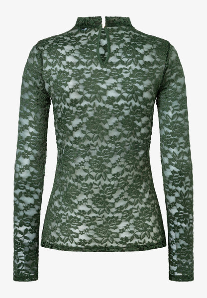 More &amp; More Deep Forest Green Women Lace Top SKU: 61100061_M0689 Image 04