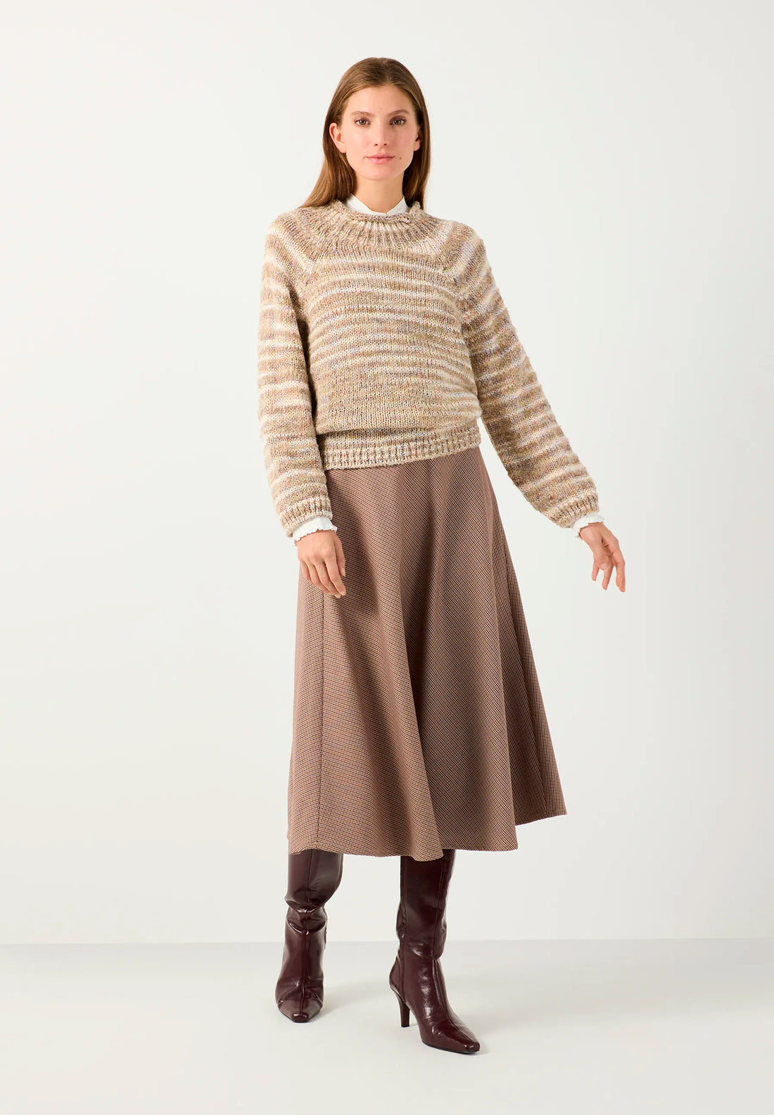 More &amp; More Rhomb Intarsia Knit Women Striped-Effect Jumper SKU: 61101050_M4244 Image 02