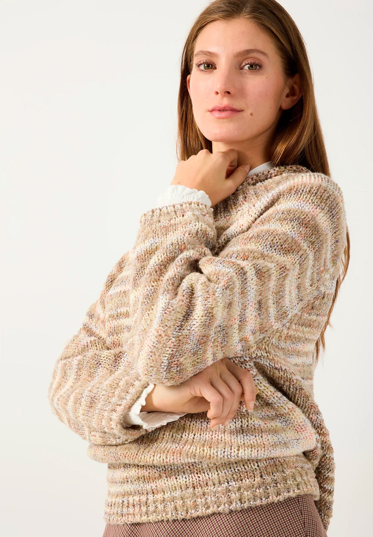 More &amp; More Rhomb Intarsia Knit Women Striped-Effect Jumper SKU: 61101050_M4244 Image 03