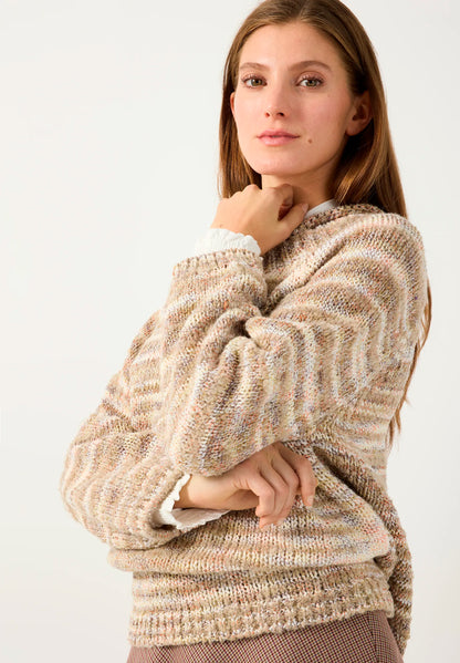 More &amp; More Rhomb Intarsia Knit Women Striped-Effect Jumper SKU: 61101050_M4244 Image 03