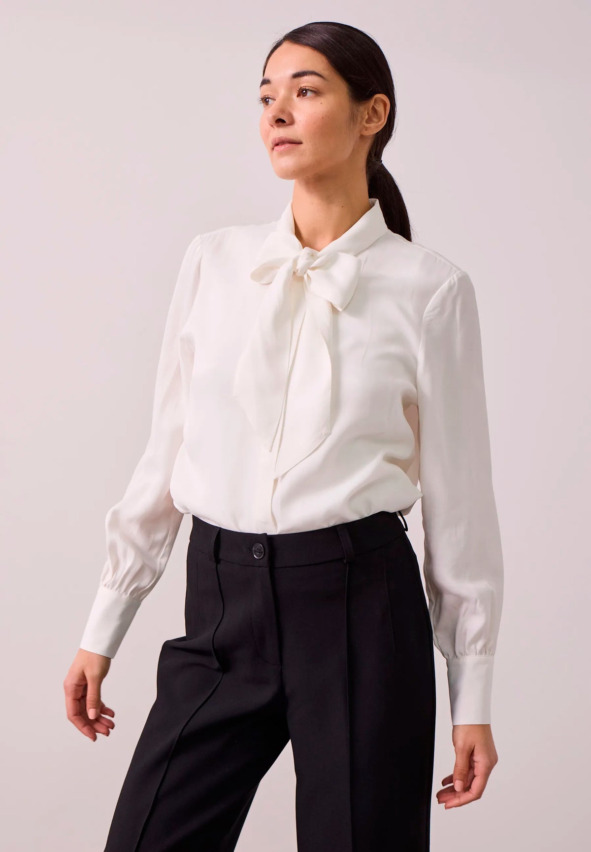 More &amp; More Off White Women Pussy-Bow Blouse SKU: 61102059_M0041 Image 01