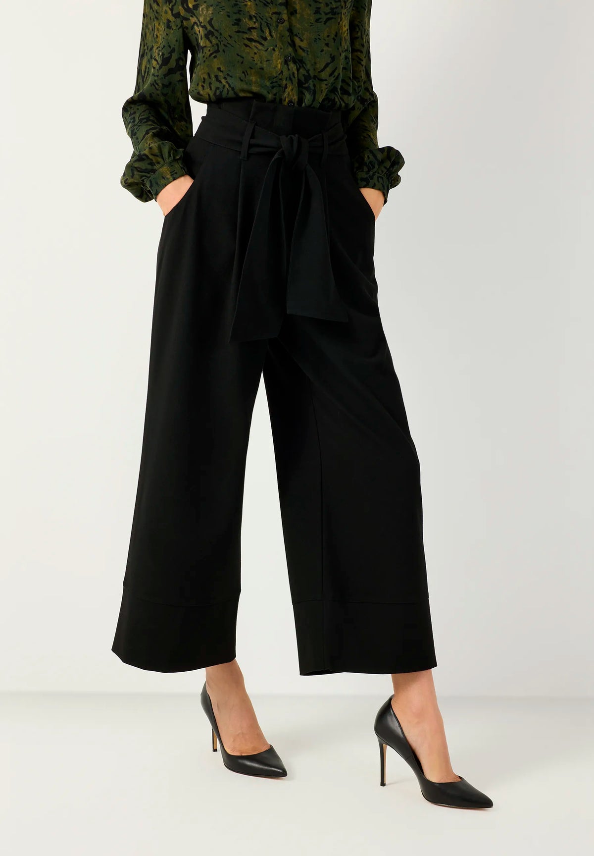More &amp; More Black Women Flannel Culottes with Belt SKU: 61104950_M0790 Image 03