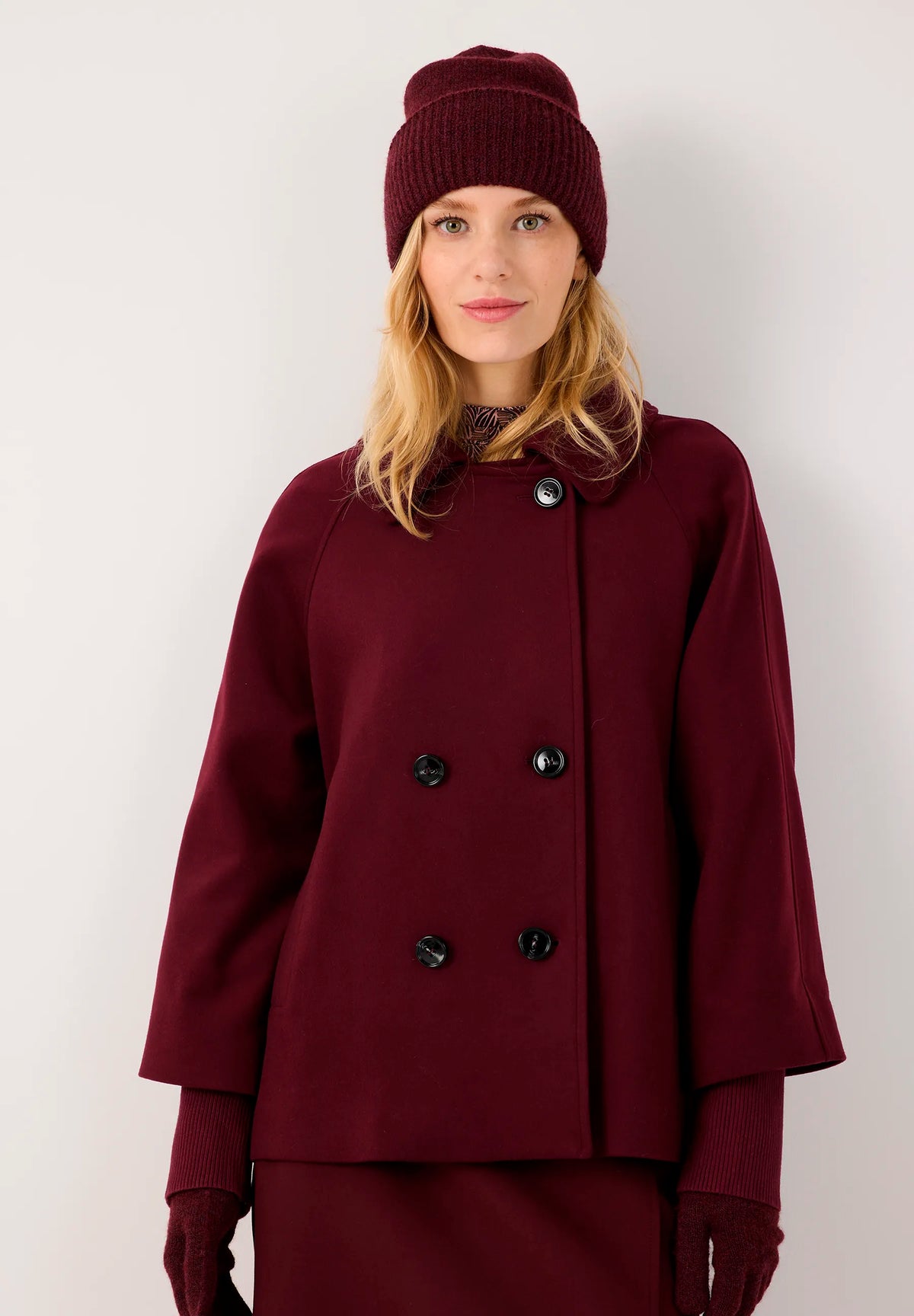 More &amp; More Pomegranate Red Women Double-Breasted Wool Fleece Jacket SKU: 61147007_M0561 Image 03