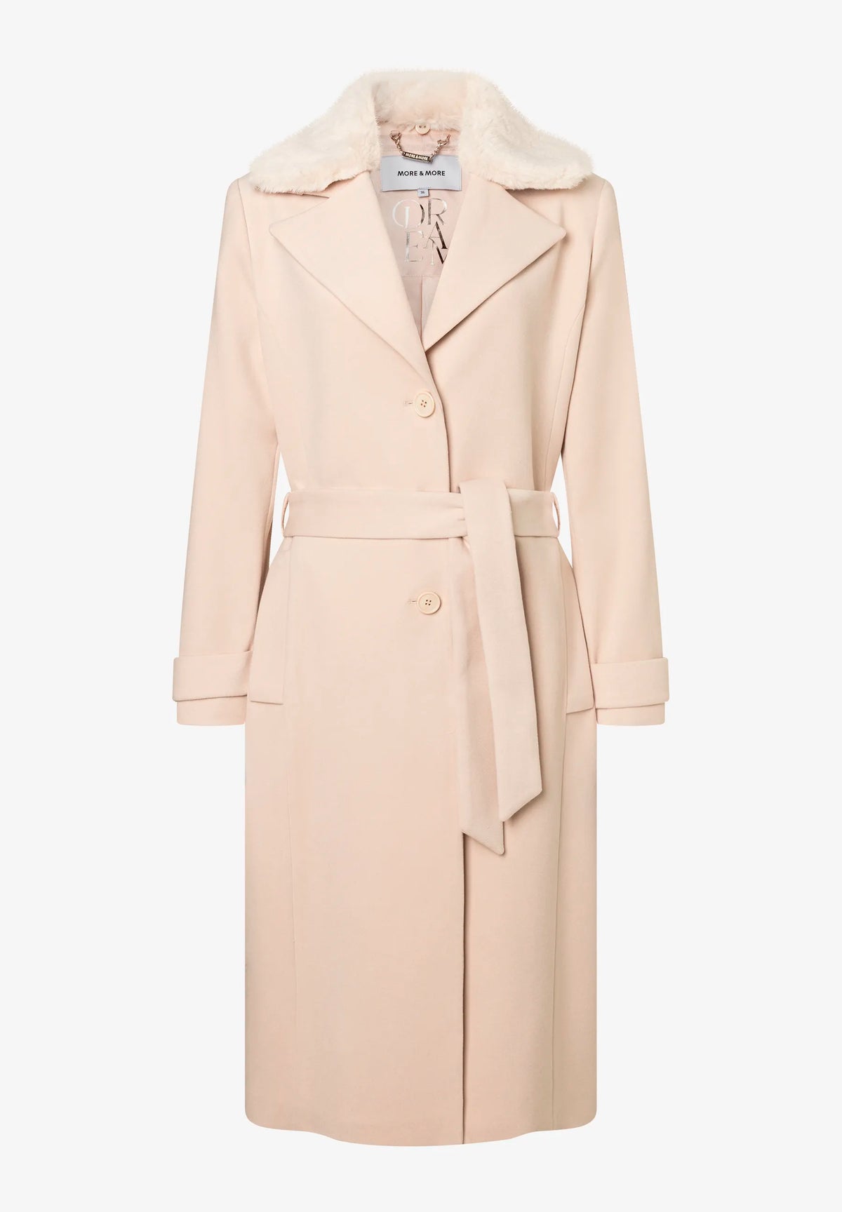 More &amp; More Powder Creme Women Coat with Faux Fur Collar SKU: 61147013_M0031 Image 02