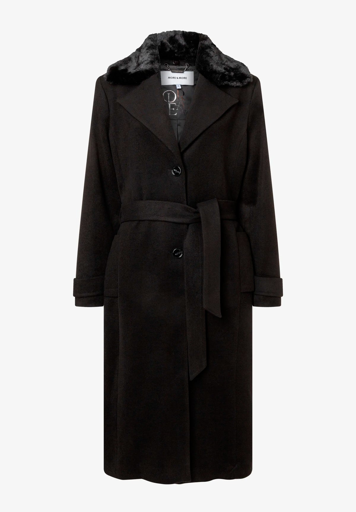 More &amp; More Black Women Coat with Faux Fur Collar SKU: 61147013_M0790 Image 02