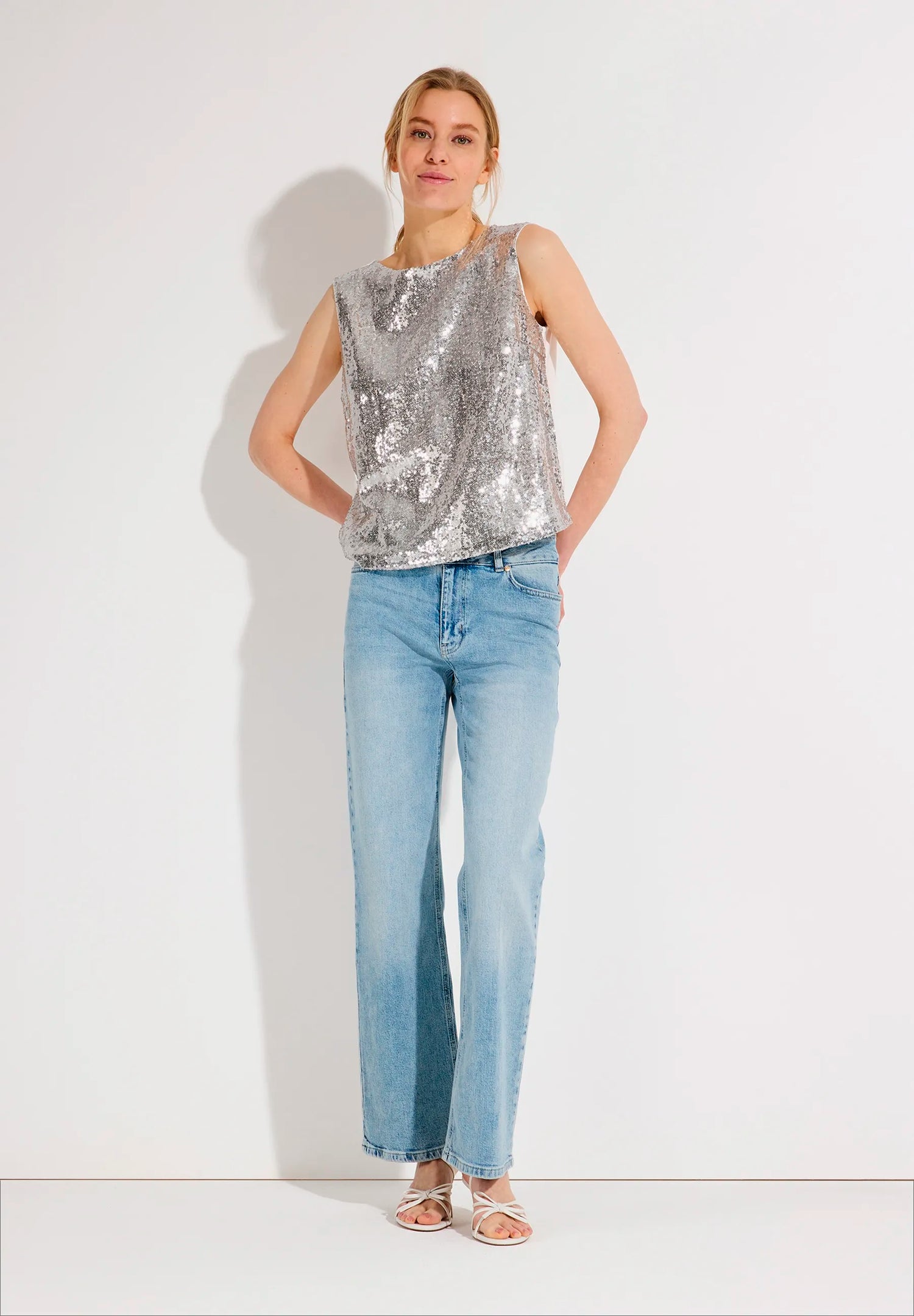 More &amp; More Off White Women Sequin Top SKU: 61240081_0041 Image 02
