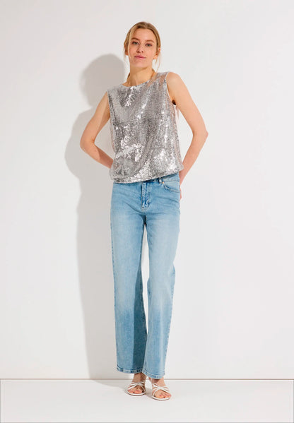 More &amp; More Off White Women Sequin Top SKU: 61240081_0041 Image 02