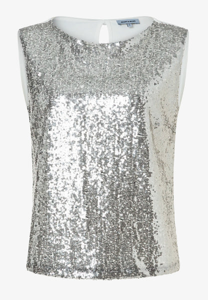More &amp; More Off White Women Sequin Top SKU: 61240081_0041 Image 03