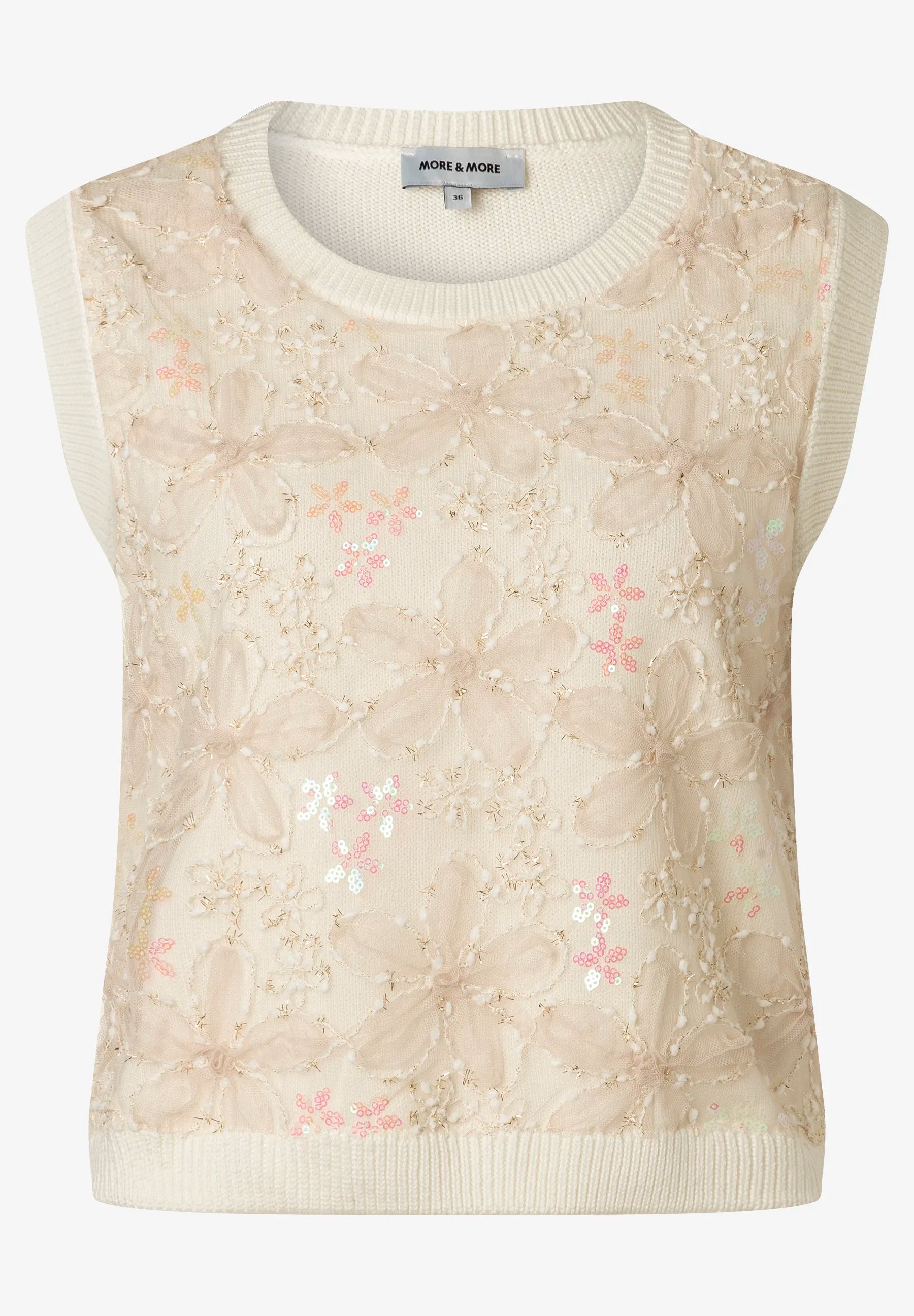 More &amp; More Off White Women Knit Top with Sequins SKU: 61241080_0041 Image 03