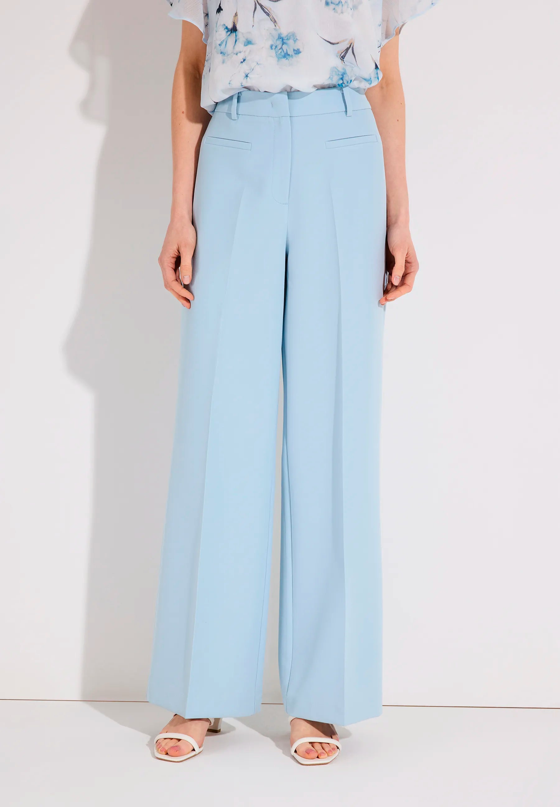 More &amp; More Soft Cloudblue Women Wide-Legged Suit Trousers SKU: 61244082_0351 Image 01
