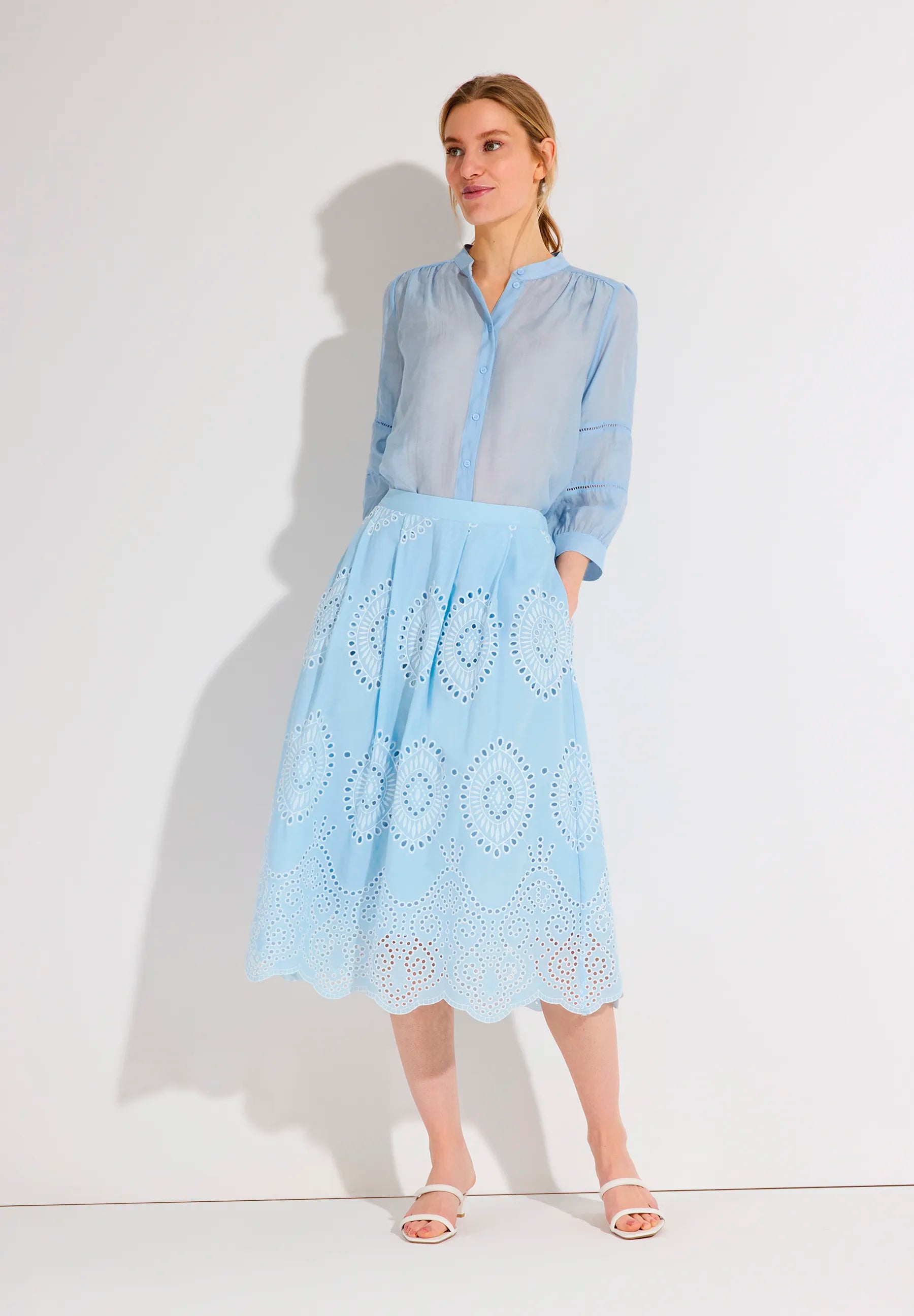 More &amp; More Colour Contrast Lace Women Skirt with Eyelet Embroidery SKU: 61245080_2351 Image 02