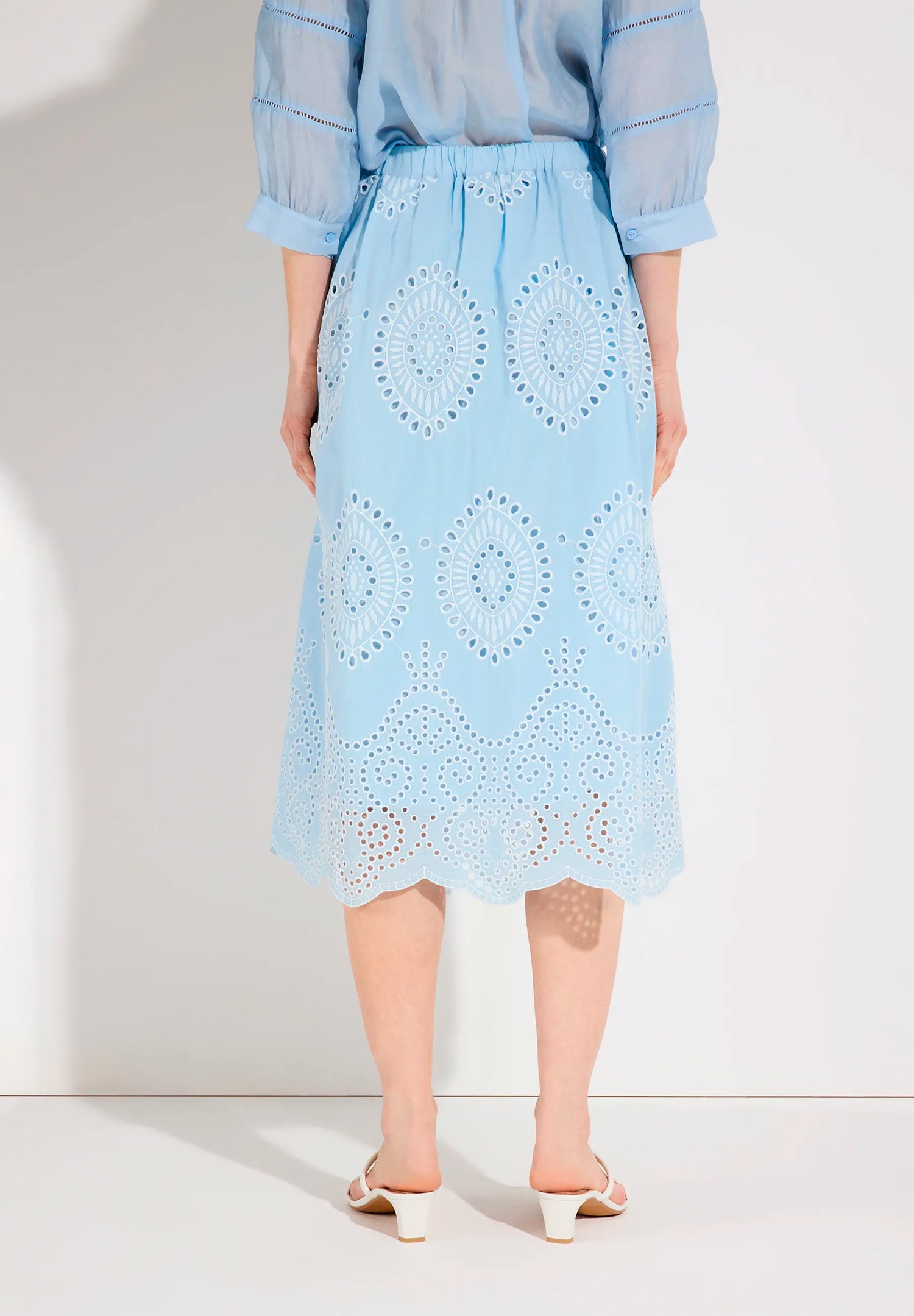 More &amp; More Colour Contrast Lace Women Skirt with Eyelet Embroidery SKU: 61245080_2351 Image 03