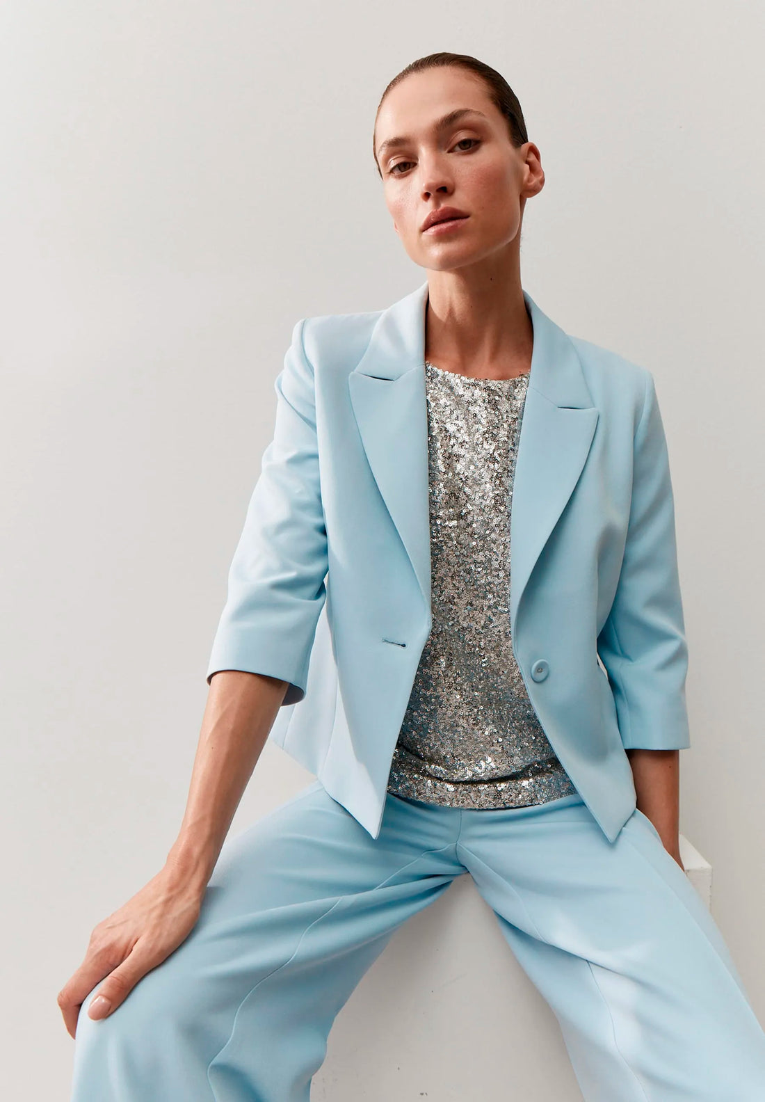 More &amp; More Soft Cloudblue Women Short Blazer SKU: 61246080_0351 Image 01