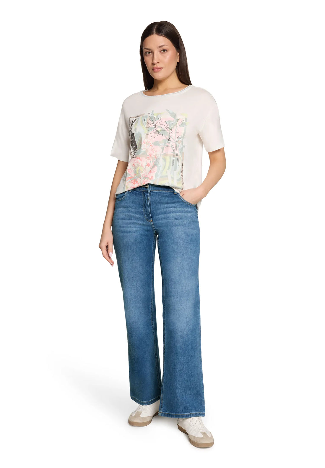 Betty Barclay Middle Blue Denim Women Casual Trousers with Rhinestones SKU: 6133-1980_8619 Image 01