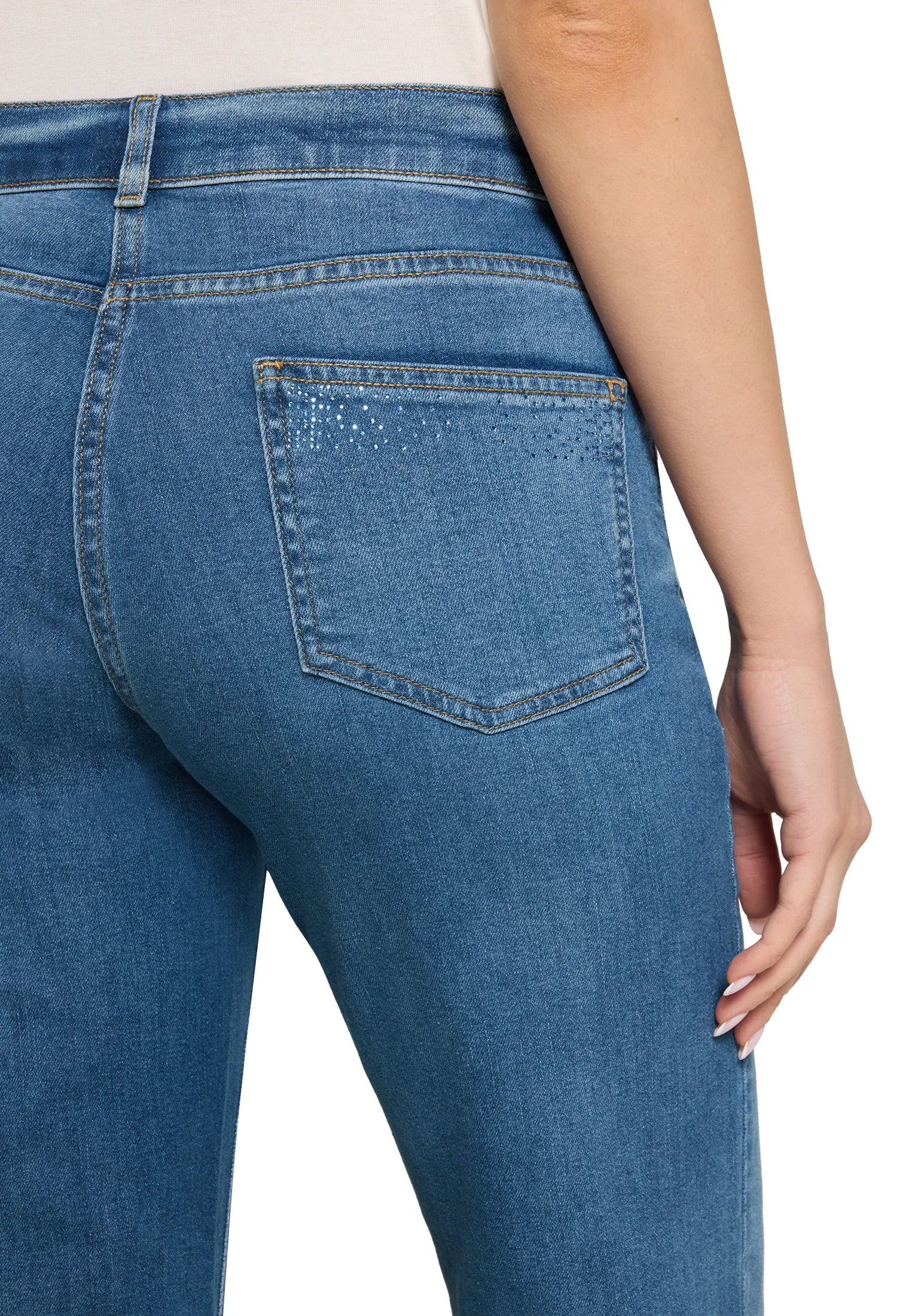 Betty Barclay Middle Blue Denim Women Casual Trousers with Rhinestones SKU: 6133-1980_8619 Image 05