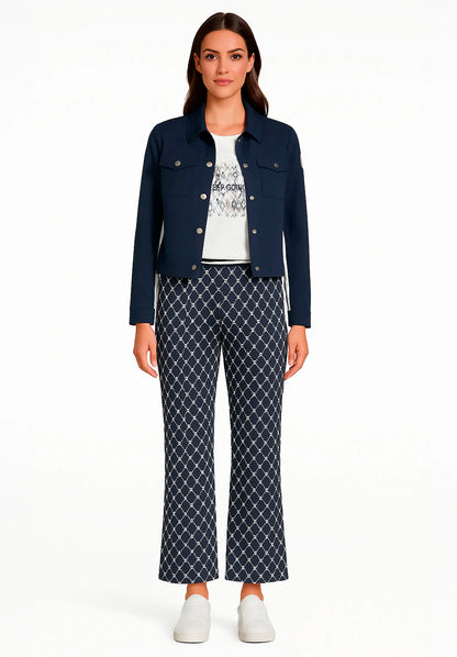 Betty Barclay Dark Blue/Cream Women Casual Slim Fit Trousers SKU: 6143-1706_8813 Image 02