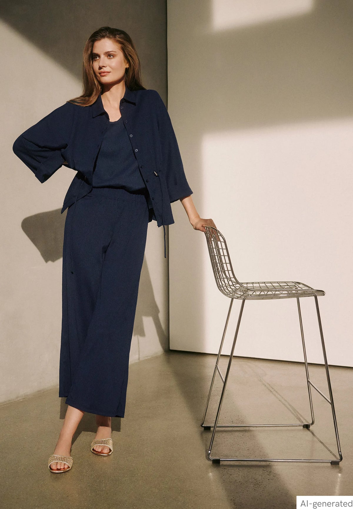 Betty Barclay Dark Sky Women 7/8 Length Culottes with Elasticated Waistband SKU: 6155-1705_8345 Image 01