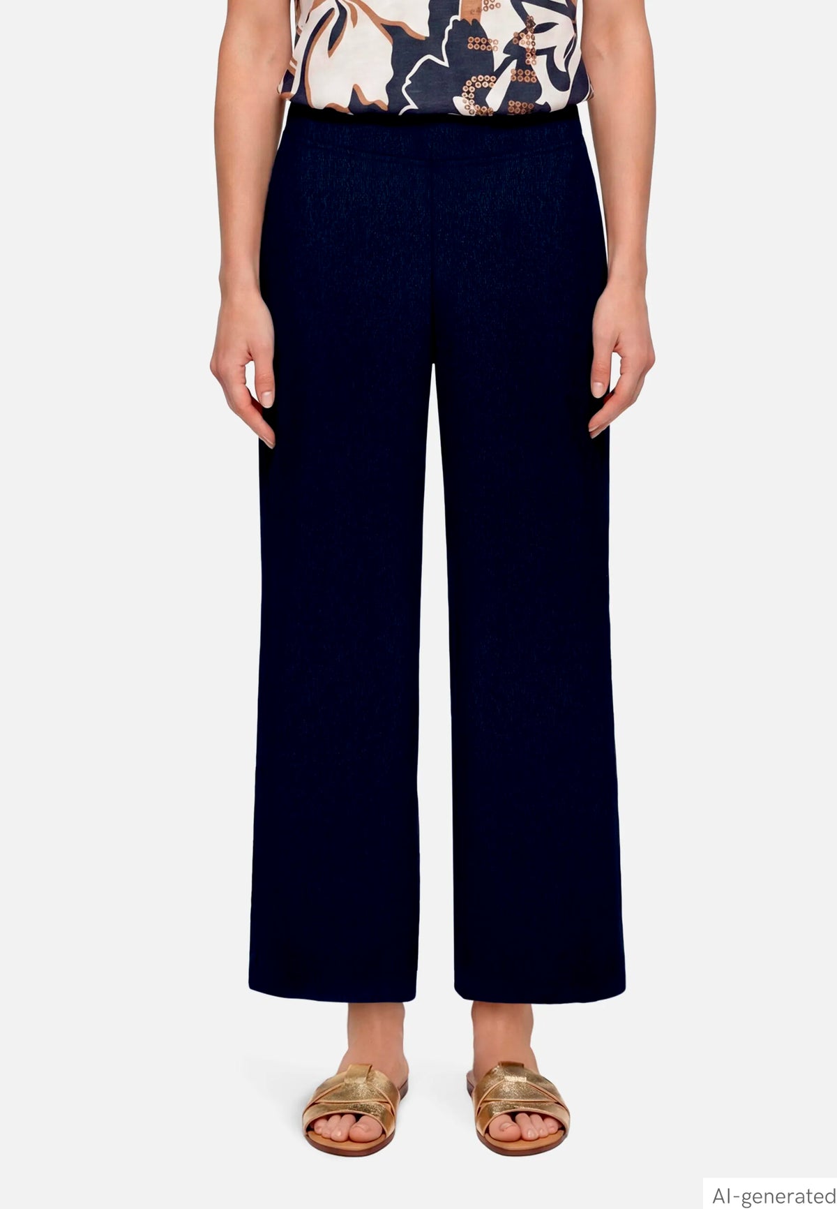 Betty Barclay Dark Sky Women 7/8 Length Culottes with Elasticated Waistband SKU: 6155-1705_8345 Image 02