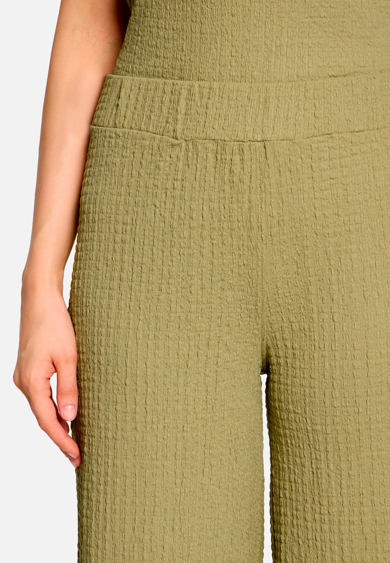 Betty Barclay Soft Olive Women Culottes with Elastic Waistband SKU: 6155-1821_7366 Image 06