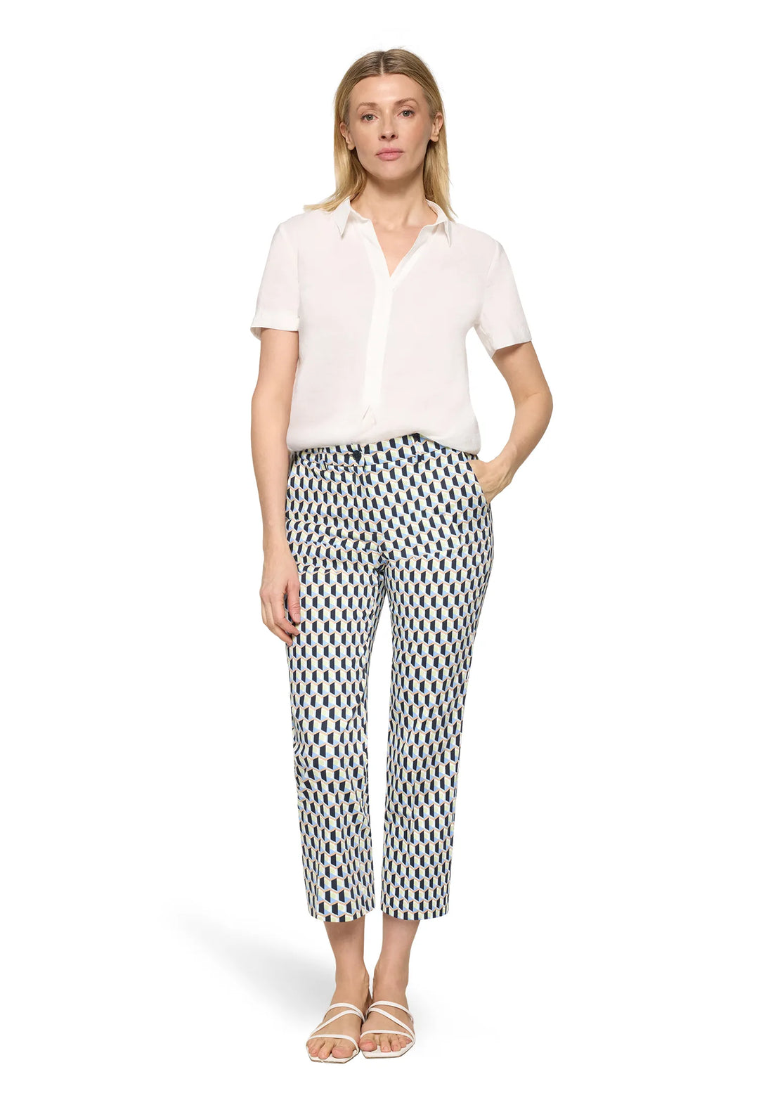 Betty Barclay Blue/Green Women Business Trousers with a Crease SKU: 6157-1857_8850 Image 04