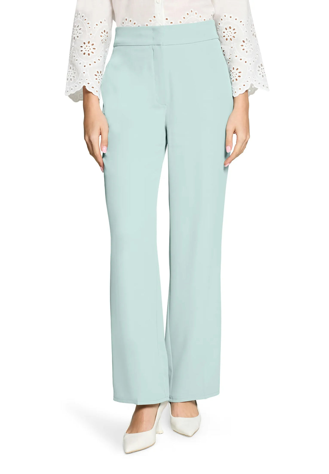 Betty Barclay Gray Mist Women Plain Colored Fabric Trousers SKU: 6158-1840_8270 Image 01