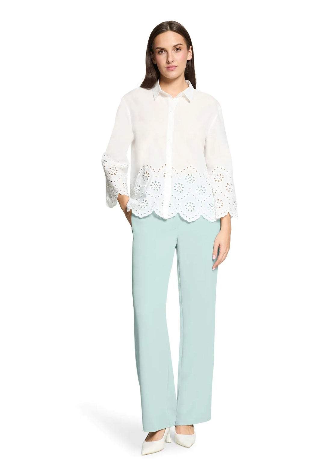 Betty Barclay Gray Mist Women Plain Colored Fabric Trousers SKU: 6158-1840_8270 Image 03