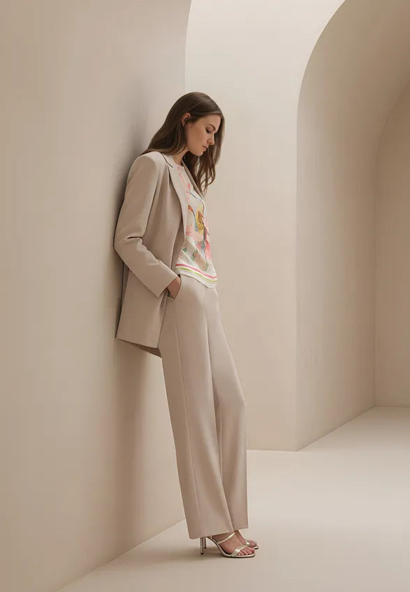 Betty Barclay Light Beige Women Plain Colored Fabric Trousers SKU: 6158-1840_9106 Image 00