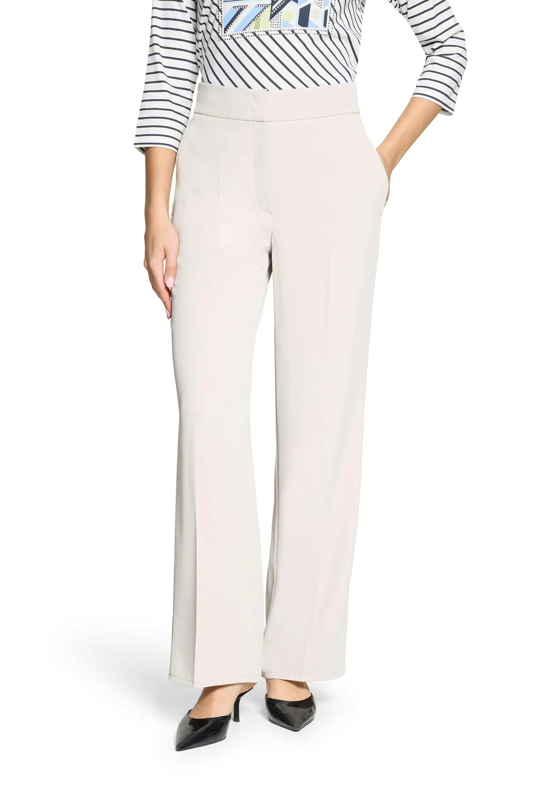 Betty Barclay Light Beige Women Plain Colored Fabric Trousers SKU: 6158-1840_9106 Image 01