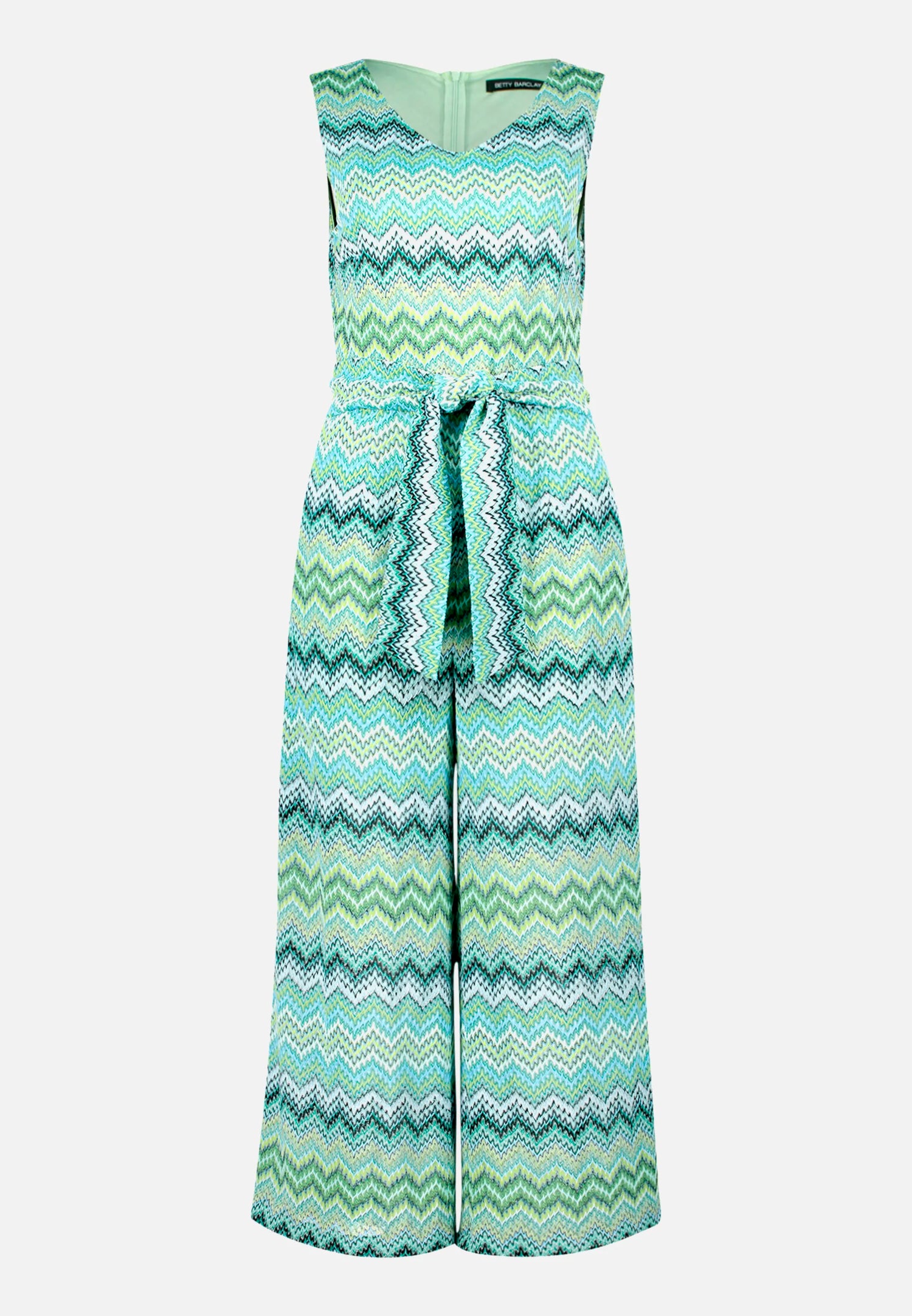 Betty Barclay Blue/Green Women Jumpsuit with Zigzag Pattern And Tie Belt SKU: 6176-1898_8850 Image 04