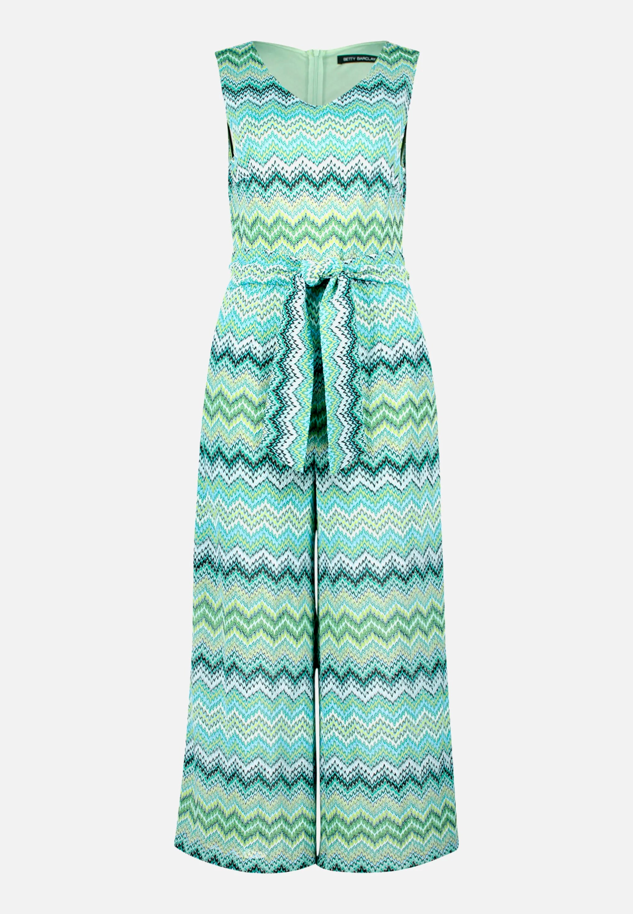 Betty Barclay Blue/Green Women Jumpsuit with Zigzag Pattern And Tie Belt SKU: 6176-1898_8850 Image 04