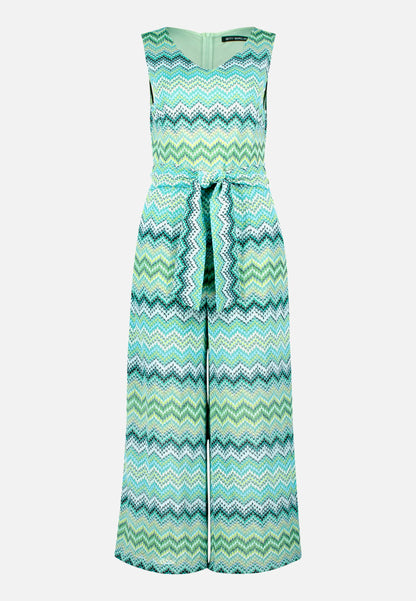 Betty Barclay Blue/Green Women Jumpsuit with Zigzag Pattern And Tie Belt SKU: 6176-1898_8850 Image 04