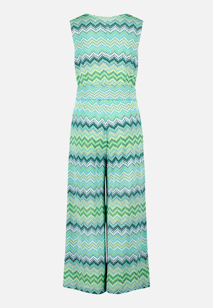 Betty Barclay Blue/Green Women Jumpsuit with Zigzag Pattern And Tie Belt SKU: 6176-1898_8850 Image 05