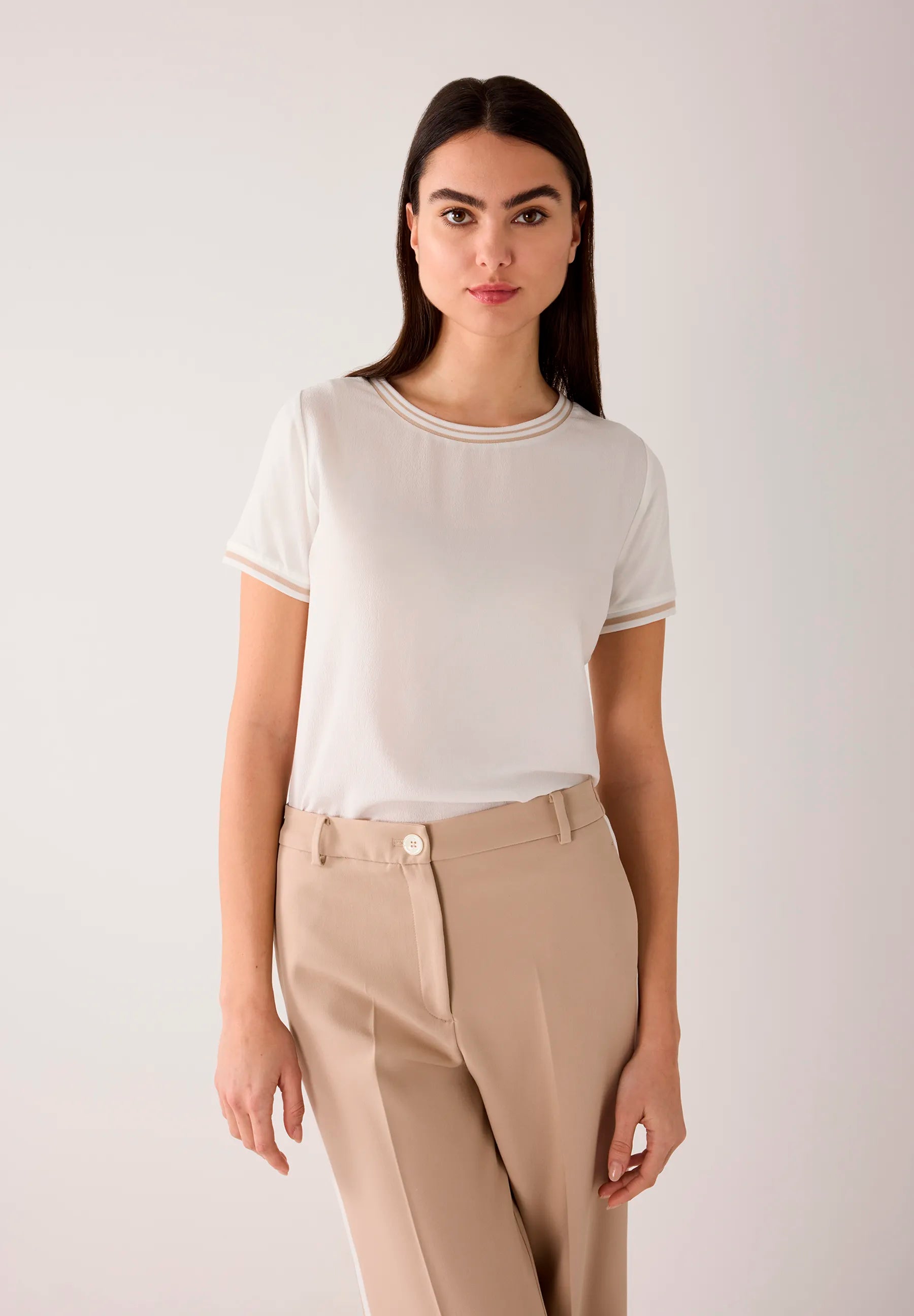More &amp; More Off White Women Blouse Shirt with Contrasting Trim SKU: 61810518_0041 Image 01