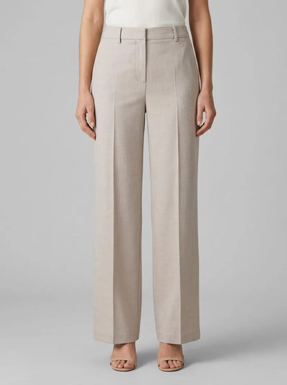 More &amp; More Powder Beige Melange Women Wide-Leg Suit Trousers with Texture SKU: 61814483_2214 Image 00