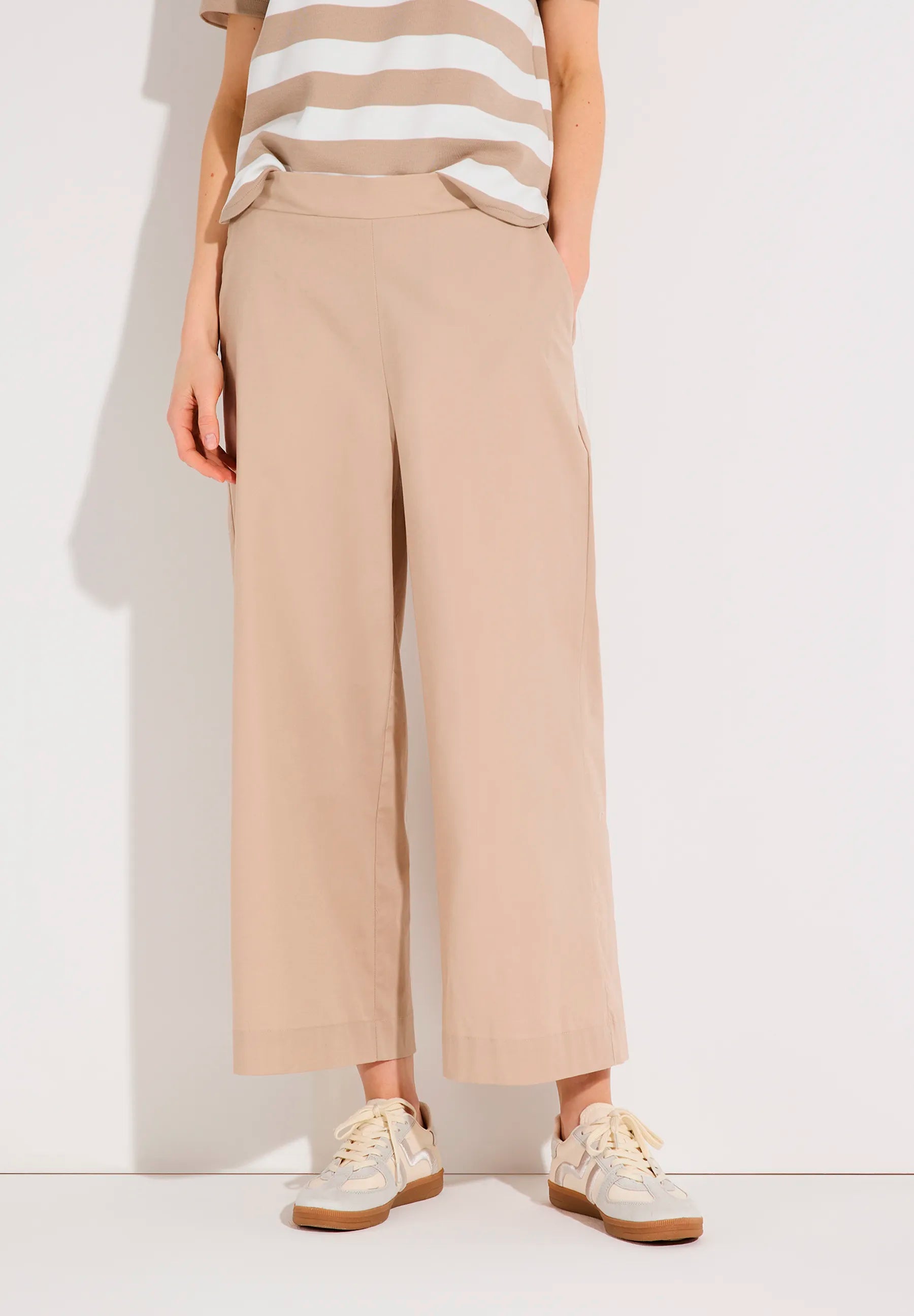 More &amp; More Powder Beige Women Cotton/Stretch Culottes SKU: 61824452_0214 Image 01