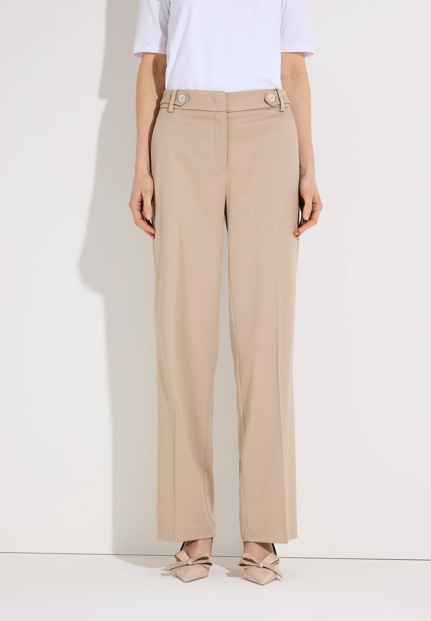 More &amp; More Powder Beige Women Wide-Legged Trousers with a Ribbed Texture SKU: 61824485_0214 Image 01