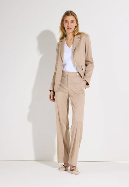 More &amp; More Powder Beige Women Wide-Legged Trousers with a Ribbed Texture SKU: 61824485_0214 Image 02