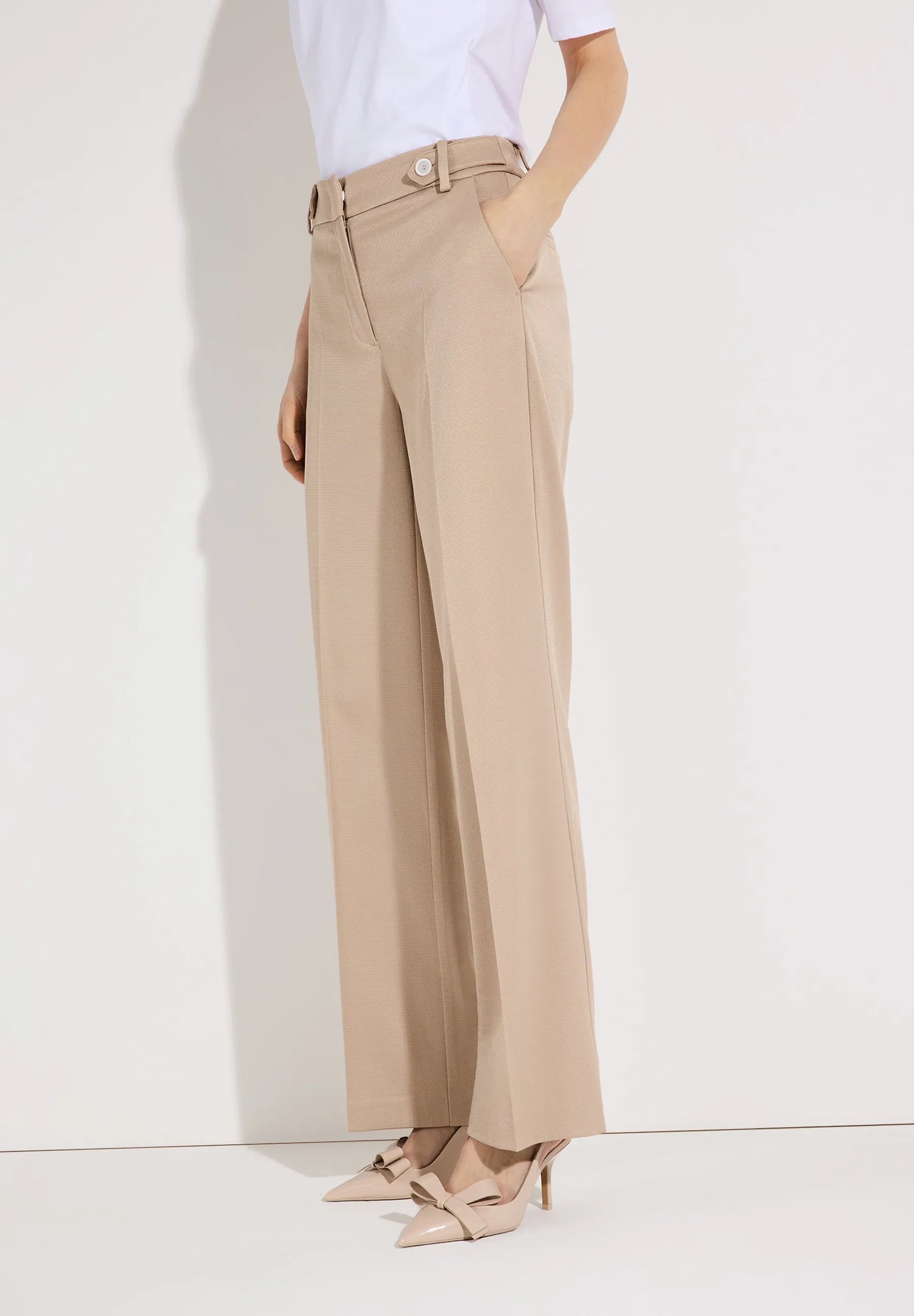 More &amp; More Powder Beige Women Wide-Legged Trousers with a Ribbed Texture SKU: 61824485_0214 Image 03