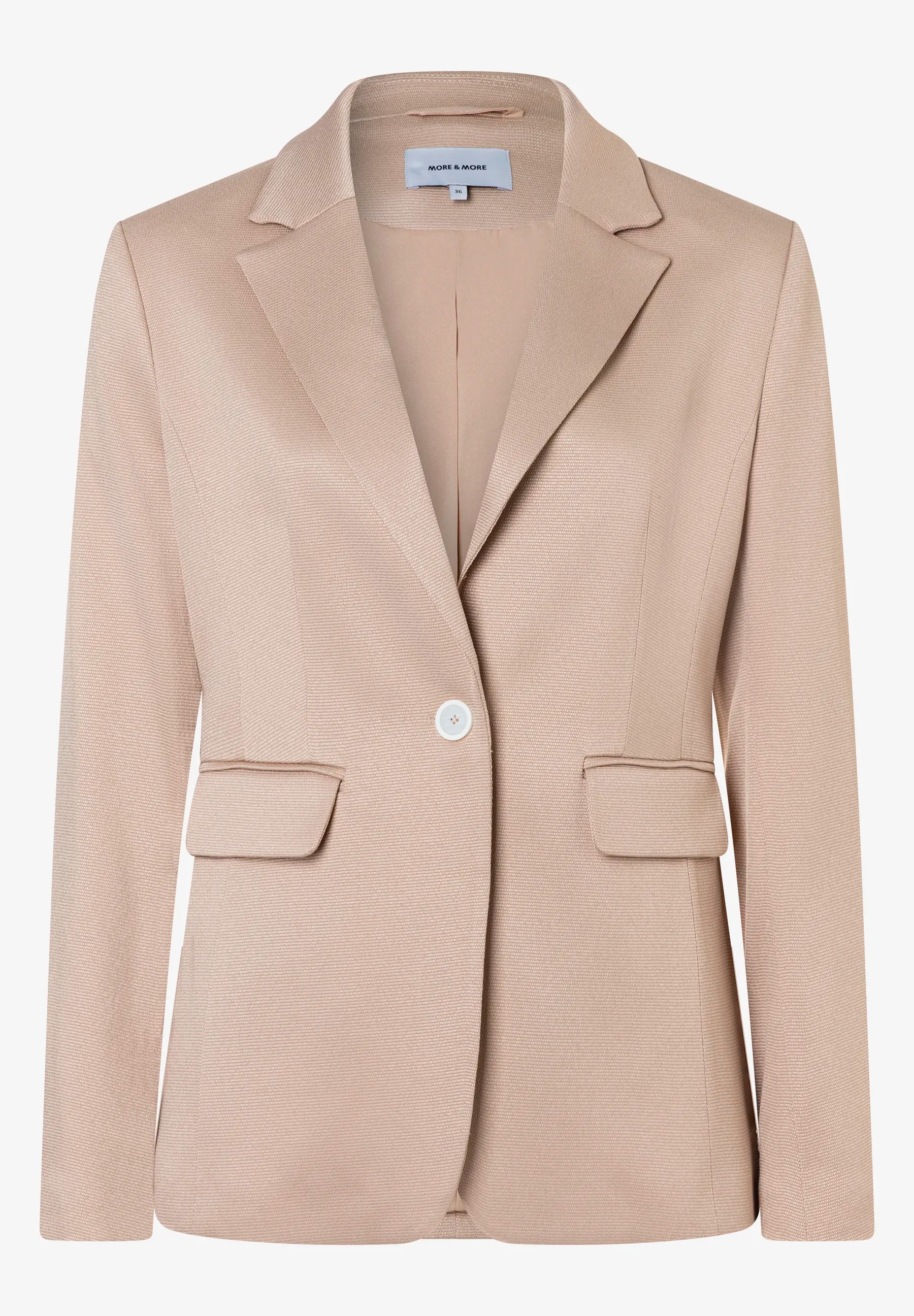 More &amp; More Powder Beige Women Blazer with Ribbed Texture SKU: 61826410_0214 Image 05