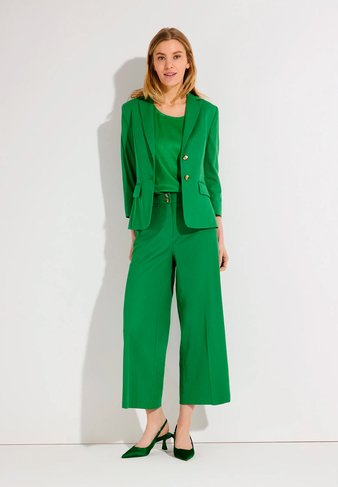 More &amp; More Garden Green Women Blazer with 3/4 Sleeves SKU: 61826595_0640 Image 02