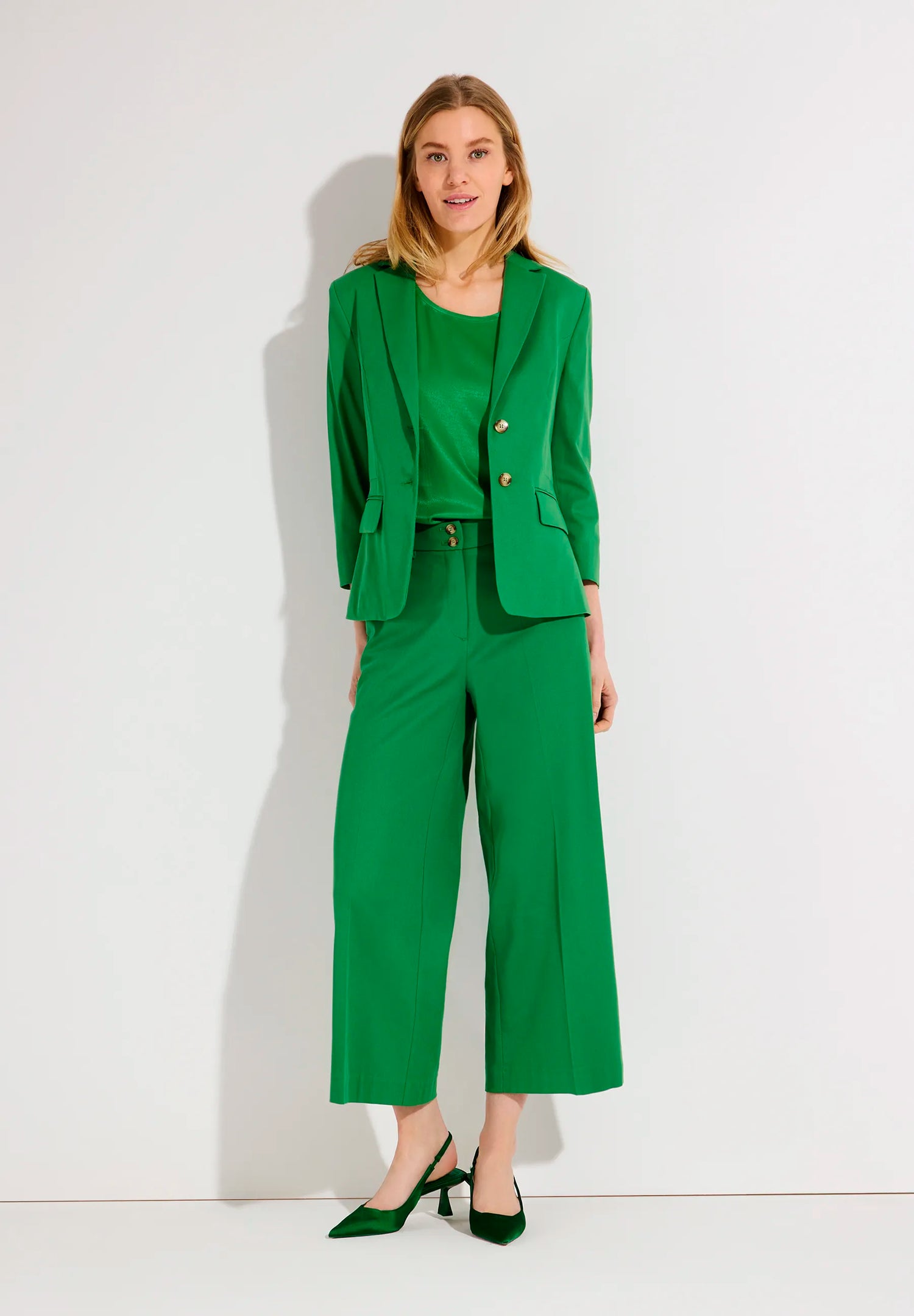 More &amp; More Garden Green Women Blazer with 3/4 Sleeves SKU: 61826595_0640 Image 02