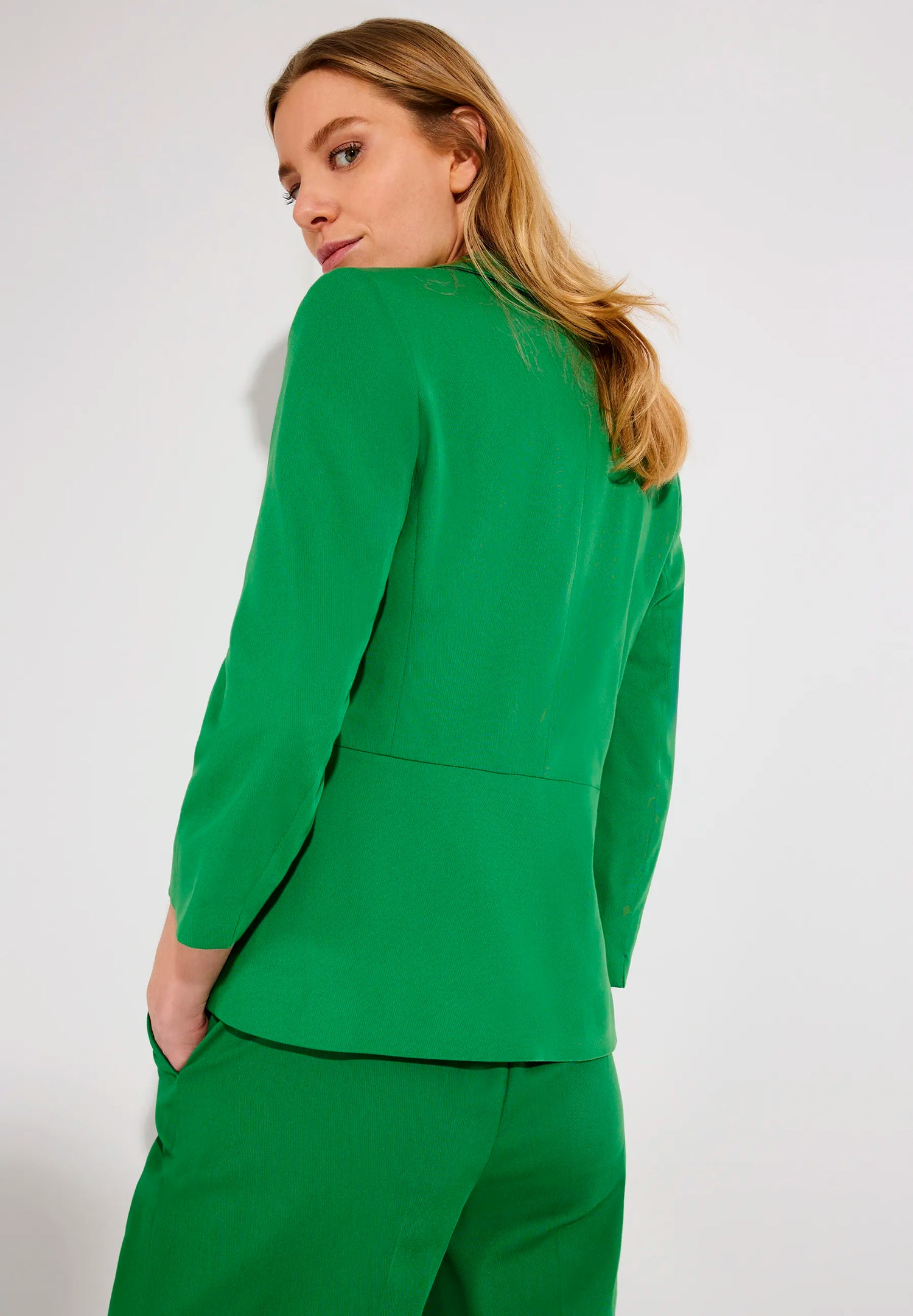 More &amp; More Garden Green Women Blazer with 3/4 Sleeves SKU: 61826595_0640 Image 03