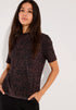 More & More Two Tone Animal Print Women Mesh Shirt with Leopard Print SKU: 61910576_M2279 Image 01