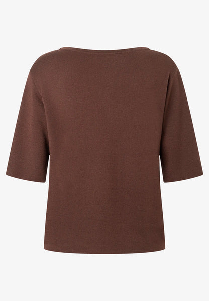 More &amp; More Espresso Brown Women Short-Sleeved Sweater SKU: 61911478_M0279 Image 05