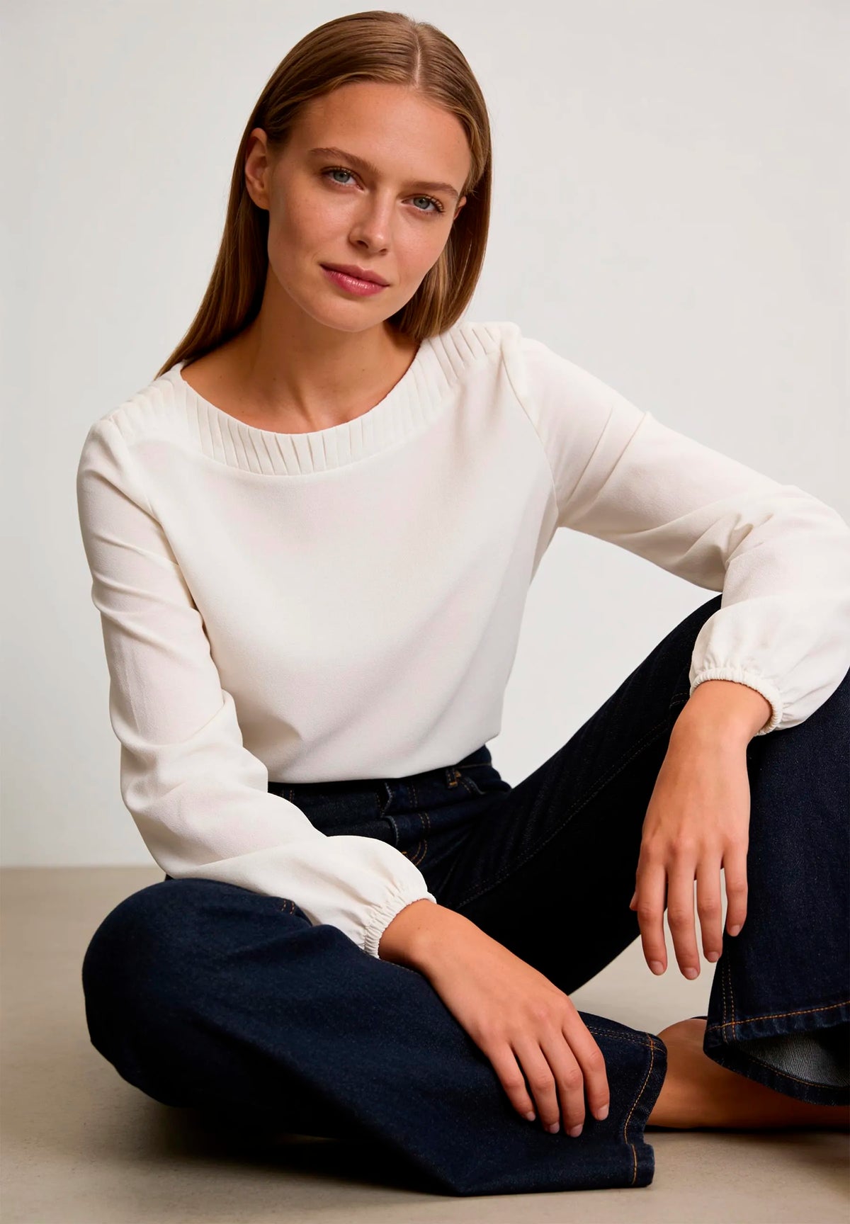 More &amp; More Off White Women Blouse Shirt in Mixed Materials SKU: 61912499_M0041 Image 01