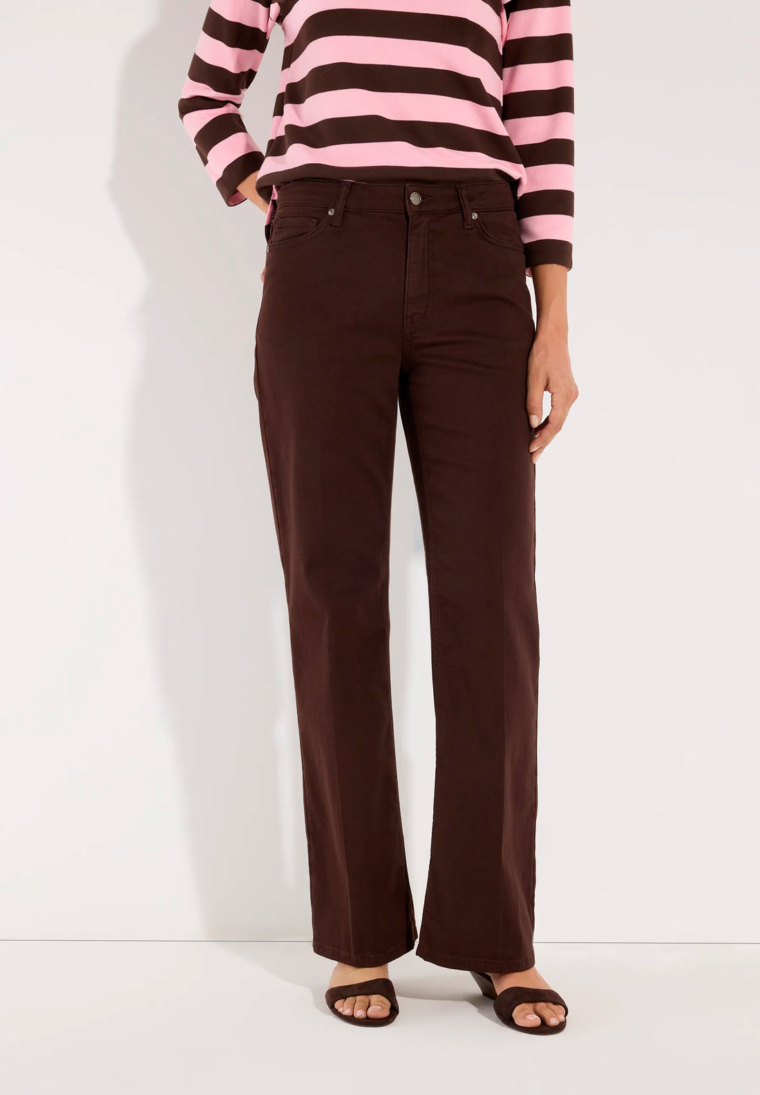 More &amp; More Espresso Brown Women Colored Five Pocket SKU: 61914201_M0279 Image 01