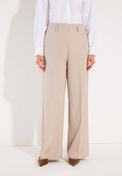 More &amp; More Pale Stone Melange Women Wide-Leg Business Trousers SKU: 61914490_M2064 Image 01
