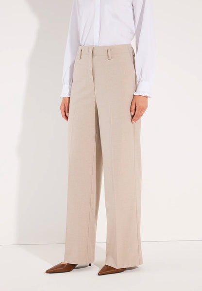 More &amp; More Pale Stone Melange Women Wide-Leg Business Trousers SKU: 61914490_M2064 Image 03