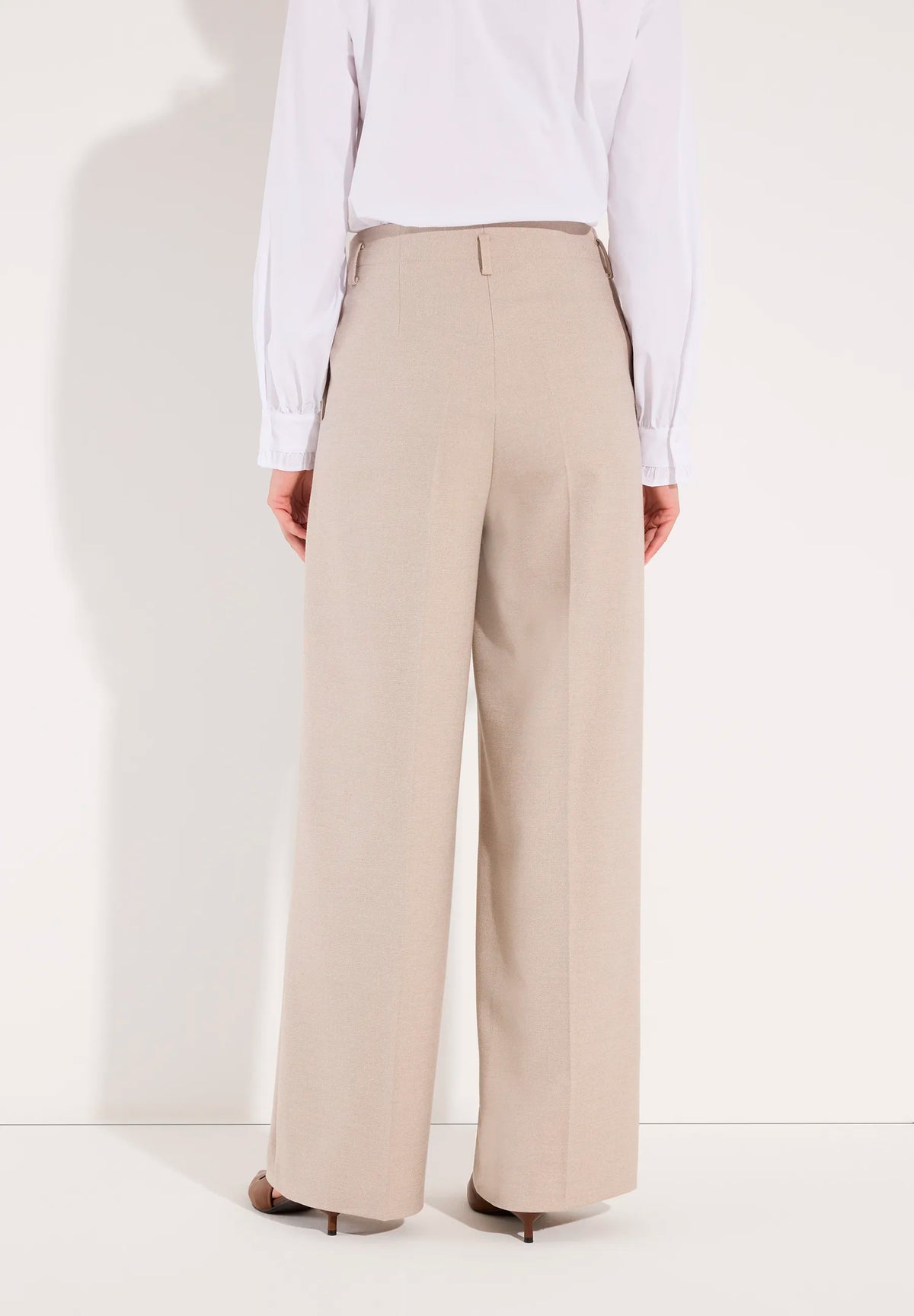 More &amp; More Pale Stone Melange Women Wide-Leg Business Trousers SKU: 61914490_M2064 Image 04