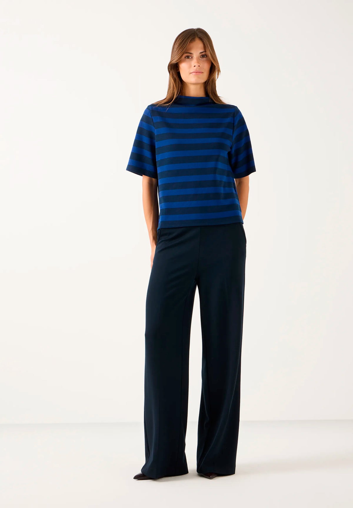 More &amp; More Marine Women Jersey Trousers with Pressed Crease SKU: 61914495_M0375 Image 02